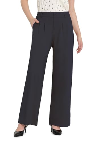 Bamans Anzughose Damen Business Weite Stoffhose Elegant Perfect für Büro und Freizeit 29" Dunkelblau XXL von Bamans