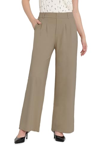 Bamans Anzughose Damen Business Weite Stoffhose Elegant Perfect für Büro und Freizeit 29" Khaki S von Bamans