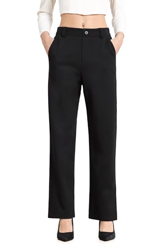 Bamans Anzughose Damen Elegante Hose Damen Stretch Atmungsaktiv Passform Alltagsgeeignet Vier Jahreszeiten 30" Schwarz XL von Bamans