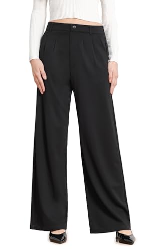 Bamans Anzughose Damen Business Weite Stoffhose Elegant Perfect für Büro und Freizeit 29" Schwarz S von Bamans