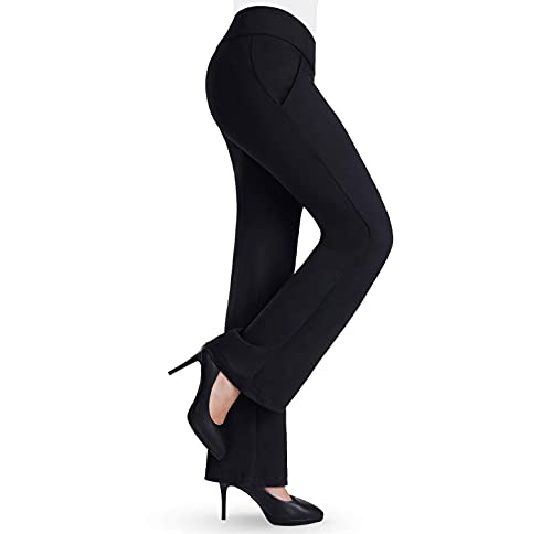 Bamans Anzughose Damen Stoffhose Business Damen Stretch High Waist Taschen 32" Schwarz M von Bamans