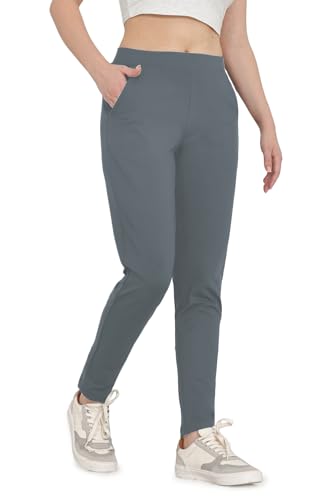Bamans Damen Elegant Skinny Stoffhose schmales Bein Hose Stretch Business Office Elastischer mit Taschen Gray 29" XXL von Bamans