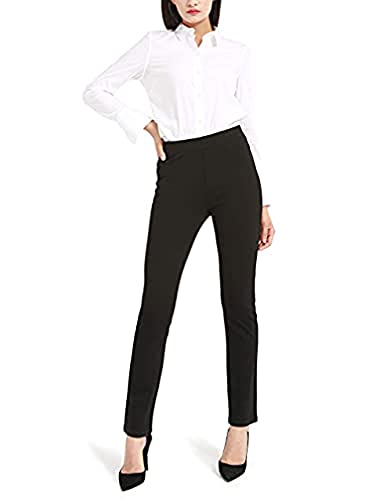 Bamans Damen Schwarze Hose mit Zwei Taschen, Straight Leg Anzughose Stretch Elasticated Casual (Schwarz, XX-Large) von Bamans