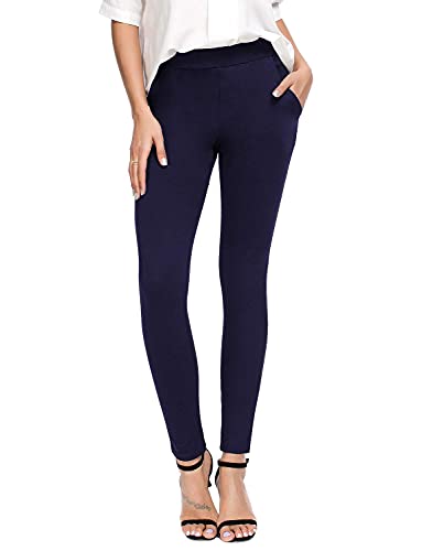 Bamans Damen Stretch Hosen Skinny Fit - Straight Anzughose Lange Jogginghose Leggings mit Taschen Elegante Freizeithose Elastisch Bengaline Jegging Blau XXL von Bamans