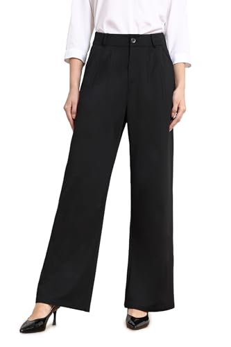 Bamans Damen Anzughose Business Weite Stoffhose Elegant Wide Leg High Waist Hose Elastischer Mit Tasche von Bamans