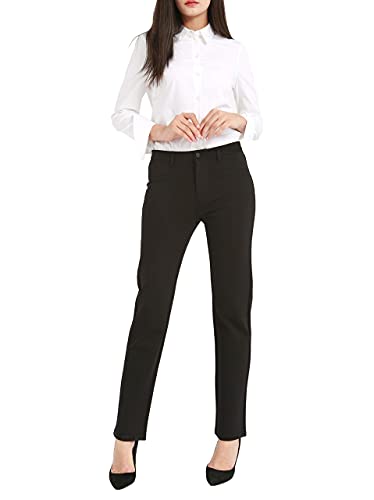 Bamans Hose schwarz Damen elegant Hose anziehen Elastische Taille Casual Daily Office Hose(Black,Large) von Bamans