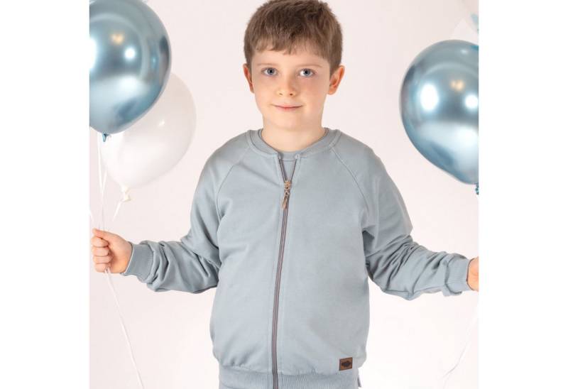 Bamar Nicol Sweatjacke Baby Kind Sweatjacke - Grau-Blau, Freizeitjacke, Bomberjacke (1-tlg) von Bamar Nicol