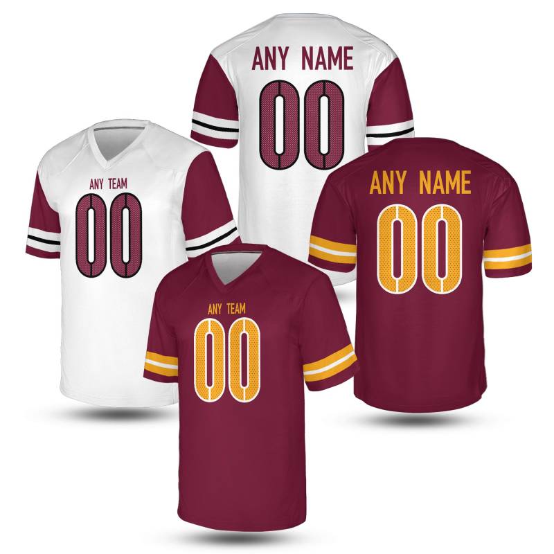 Burgundy & Gold Custom Football Jersey, Personalized Name Number Washington Shirt, Gameday Outfit, Tailgate Apparel, Gift For Him von Bamardartszs