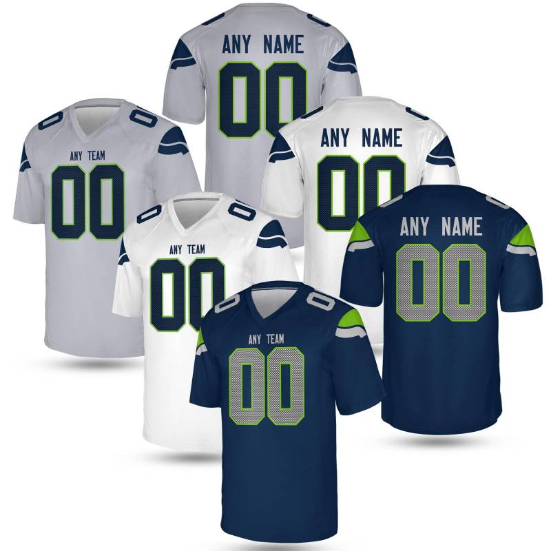 Custom Navy & Green Football Jersey, Personalized Name & Number Seattle Shirt, Gameday Fan Outfit, Unisex Gift For Him von Bamardartszs