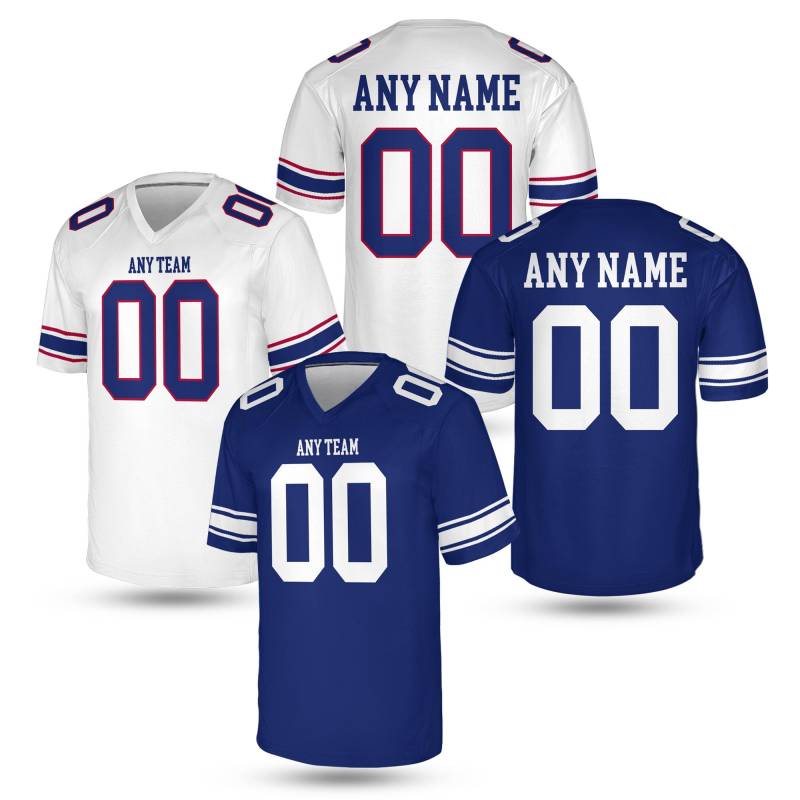 Custom Royal Blue & Red Football Jersey - Personalized Name Number Unisex Game Day Shirt For Fans, New York G von Bamardartszs
