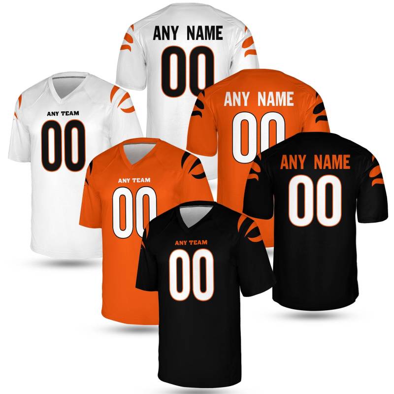 Personalize Jungle Stripes Football Jersey - Bold Orange & Black | Custom Name & Number Cincinnati Shirt Unisex Gameday Tailgate Fan von Bamardartszs