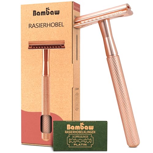 Bambaw Rasierhobel Damen | Metall Rasierer Frauen | Damen Rasierhobel Metall | Nassrasierer Damen | Eco Rasierer Metall | Zero Waste Rasierhobel Frauen | Sicherheitsrasierer Roségold von Bambaw