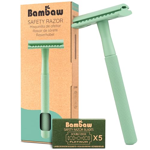 Metall Rasierer Plastikfrei Mint-grün | Nachhaltig | Eco Rasierer Herren und Damen | Einklingen Rasierer | Rasierhobel | Safety Razor | Bambaw von Bambaw