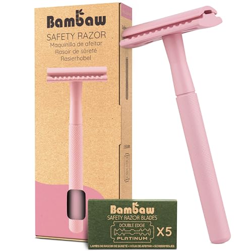 Metall Rasierer Frauen | Nassrasierer Damen | Eco Rasierer | Rasierhobel | Zero Waste | Einklingen Rasierer | Hobel Rasierer Nass | Safety Razor | Pink | Bambaw von Bambaw