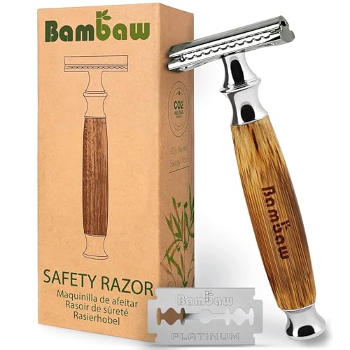 Rasierhobel Damen Und Herren | Safety Razor mit Bambusgriff | Naßrasierer Damen Und Herren | Rasierhobel | Einklingen Rasierer | Zero Waste Produkte | Eco Rasierer Damen und Herren | Bambaw von Bambaw