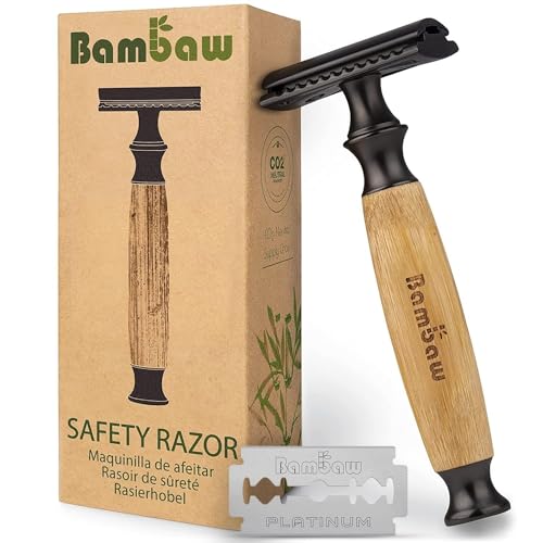 Rasierhobel Damen Und Herren | Safety Razor mit Bambusgriff | Naßrasierer Damen Und Herren | Rasierhobel | Einklingen Rasierer | Zero Waste Produkte | Eco Rasierer Damen und Herren | Bambaw von Bambaw