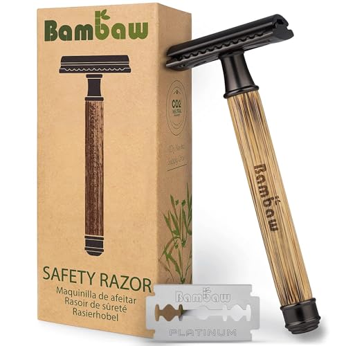 Rasierhobel Damen Und Herren | Safety Razor mit Bambusgriff | Naßrasierer Damen Und Herren | Rasierhobel | Einklingen Rasierer | Zero Waste Produkte | Eco Rasierer Damen und Herren | Bambaw von Bambaw