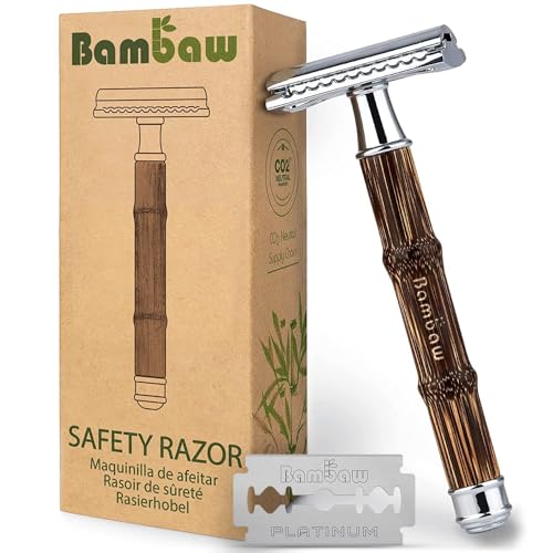 Rasierhobel Damen Und Herren | Safety Razor mit Bambusgriff | Naßrasierer Damen Und Herren | Rasierhobel | Einklingen Rasierer | Zero Waste Produkte | Eco Rasierer Damen und Herren | Bambaw von Bambaw