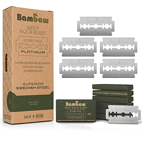 Rasierhobel Klingen | 100 universale Rasierklinge - Vorrat für 18 bis 24 Monate | Damen & Herren für Hobel & Rasierer | Double Edge Safety Razor Blades | Bambaw von Bambaw