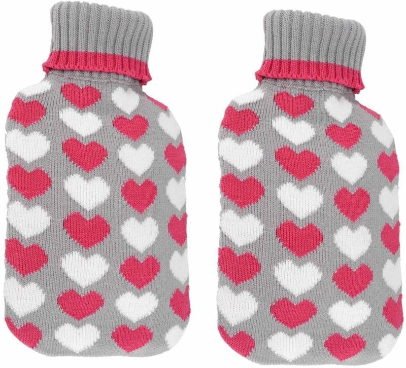 Bambelaa! Wärmflasche 2er Set Wärmflaschen Bettflaschen Flauschbezug Wärmekissen Herz ca. 2l, (2-tlg) von Bambelaa!