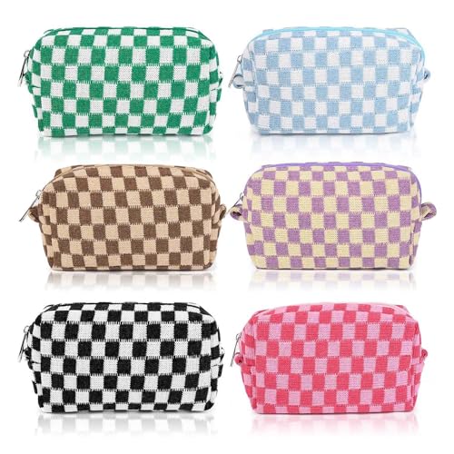 Bamberg 6-Teilige Karierte Make-Up-Tasche, Große Make-Up-Tasche, Personalisierbar, Kulturbeutel, Organizer, Niedliche Make-Up-Pinsel von Bamberg