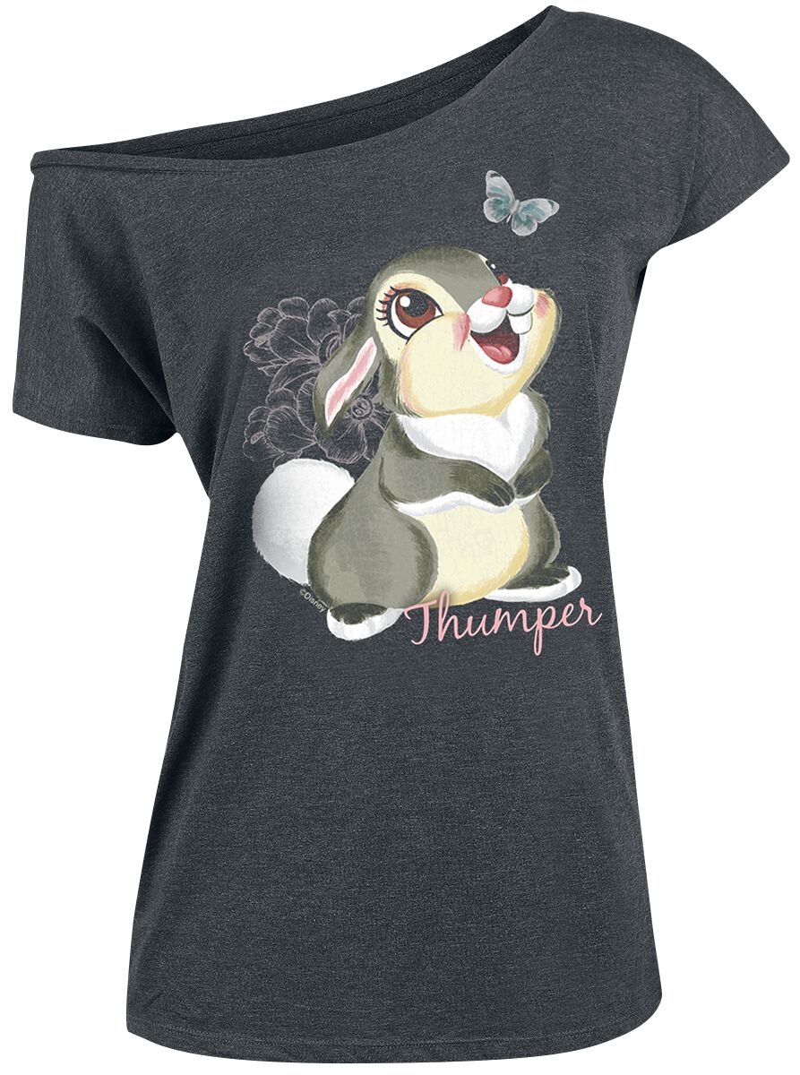 Bambi - Disney T-Shirt - Klopfer - S bis 5XL - für Damen - Größe 5XL - grau meliert  - Lizenzierter Fanartikel von Bambi