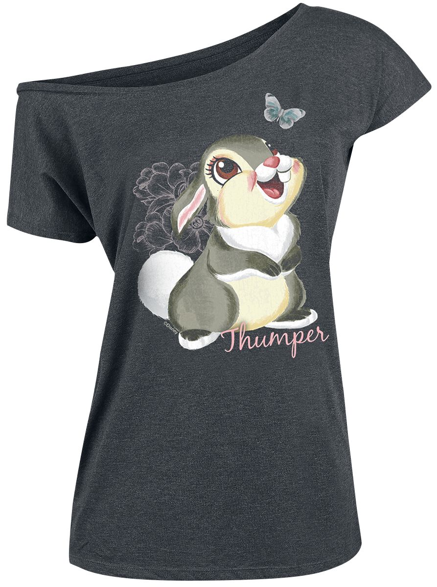 Bambi - Disney T-Shirt - Klopfer - S bis 5XL - für Damen - Größe L - grau meliert  - Lizenzierter Fanartikel von Bambi
