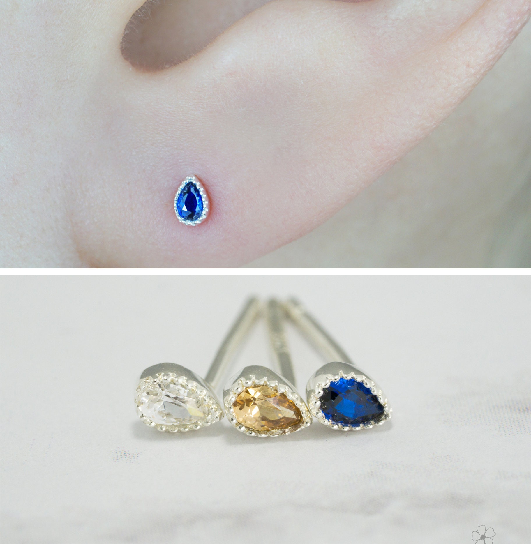 Winzige Teardrop Ohrstecker-92, 5 Sterling Silber Ohrringe-Kleine Ohrringe von BambiNdew