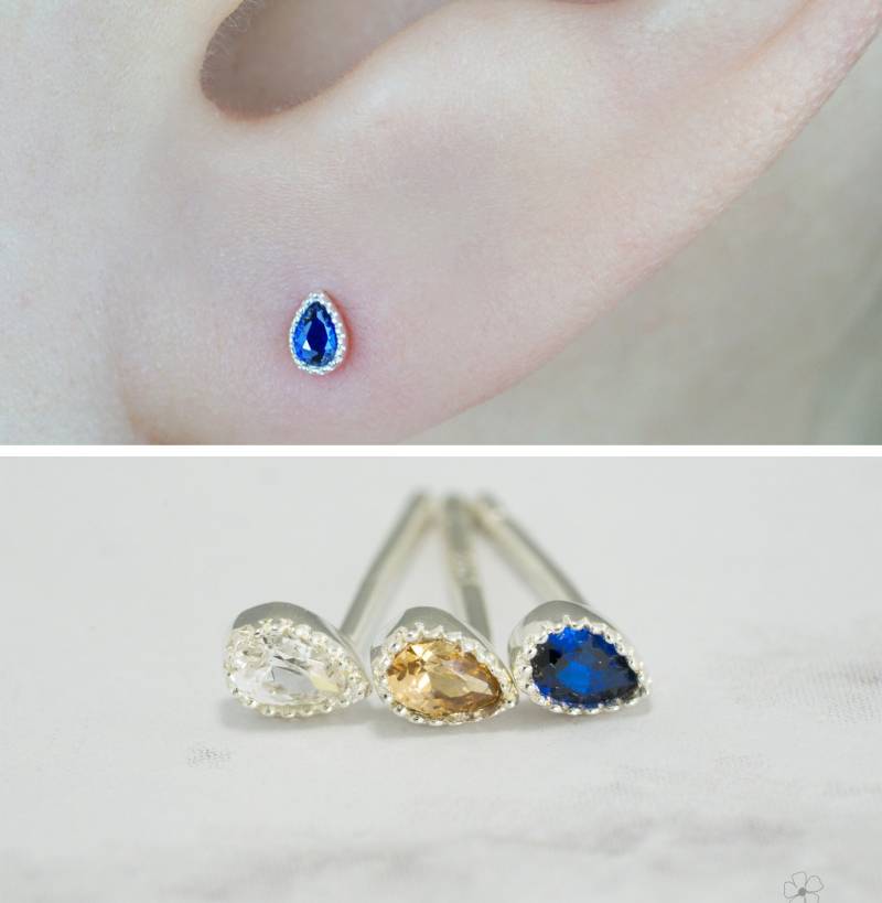 Winzige Teardrop Ohrstecker-92, 5 Sterling Silber Ohrringe-Kleine Ohrringe von BambiNdew