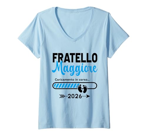 Damen Diventero Fratello Maggiore 2026, Fratello Maggiore 2026 T-Shirt mit V-Ausschnitt von Bambino Fratello Maggiore 2026
