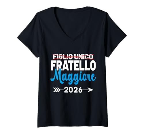 Damen Sohn Unico Fratello Maggiore 2026, Fratello Maggiore 2026 T-Shirt mit V-Ausschnitt von Bambino Fratello Maggiore 2026