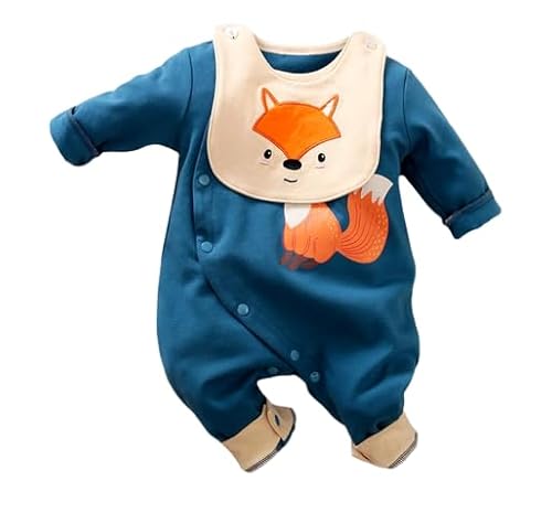 Babysuit Blauer Fuchs Strampler für Neugeborene Baby Mädchen oder Junge - Einteiler Outfit, blau, 3-6 Months von Bambinos
