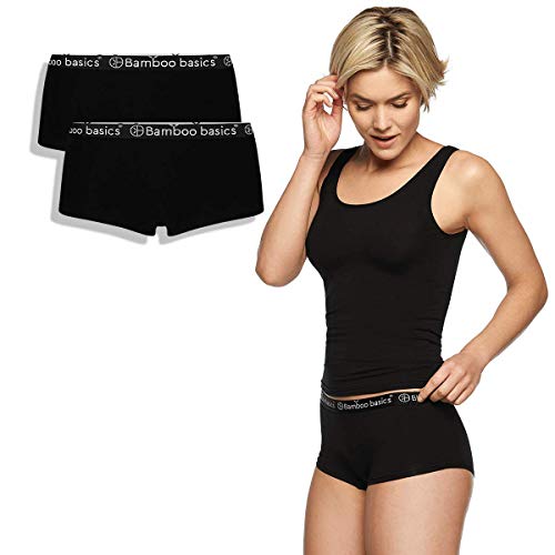 Bamboo Basics - Damen Bambus Hipster mit weichem Bund - Iris - 2er-Pack - Nicht irritierenden Nähten und Etiketten - Atmungsaktiv - L - Schwarz von Bamboo Basics