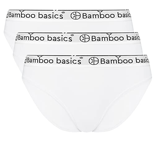 Bamboo Basics - Damen Bambus Slip mit weichem Bund - Yara -3er-Pack - Nicht irritierenden Nähten und Etiketten - Atmungsaktiv - M - Weiß von Bamboo Basics