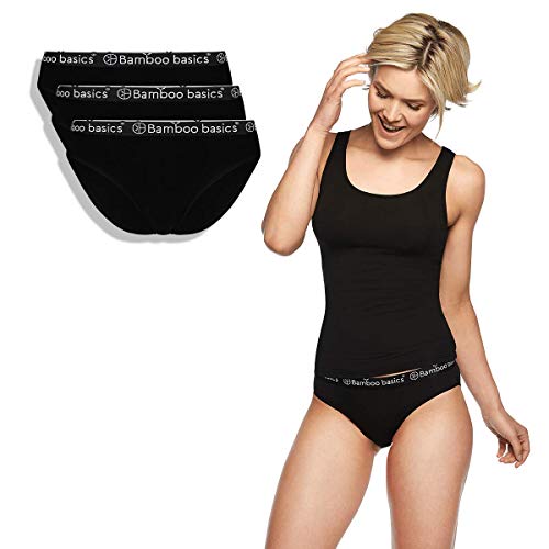 Bamboo Basics - Damen Bambus Slip mit weichem Bund - Yara -3er-Pack - Nicht irritierenden Nähten und Etiketten - Atmungsaktiv - M - Schwarz von Bamboo Basics