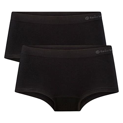 Bamboo Basics Damen Slips, 2er Pack - Sophie Seamless Hipster, Jersey, Logo Schwarz L von Bamboo Basics