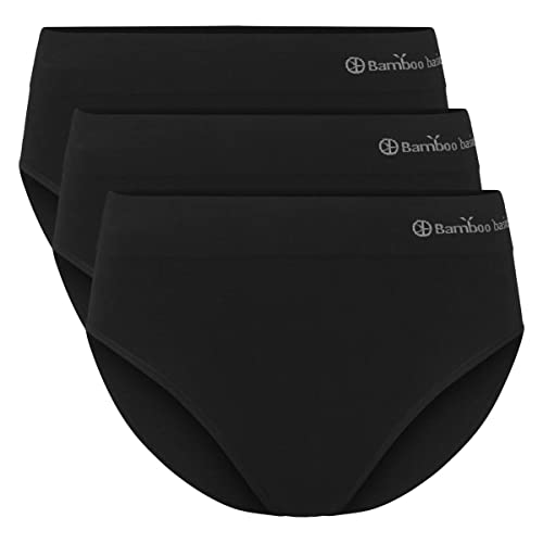 Bamboo Basics Damen Slips, 3er Pack - Belle Seamless Full Briefs, Jersey, Logo Schwarz S von Bamboo Basics