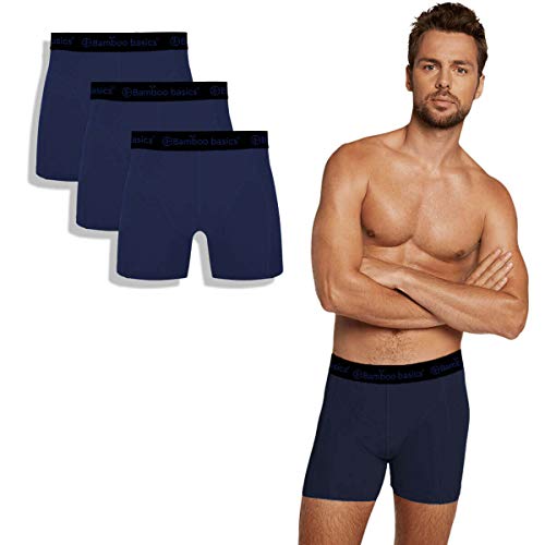 Bamboo Basics - Herren Bambus Boxershorts - Rico - 3er-Pack - Atmungsaktive Unterwäsche - Marineblau - XXL von Bamboo Basics