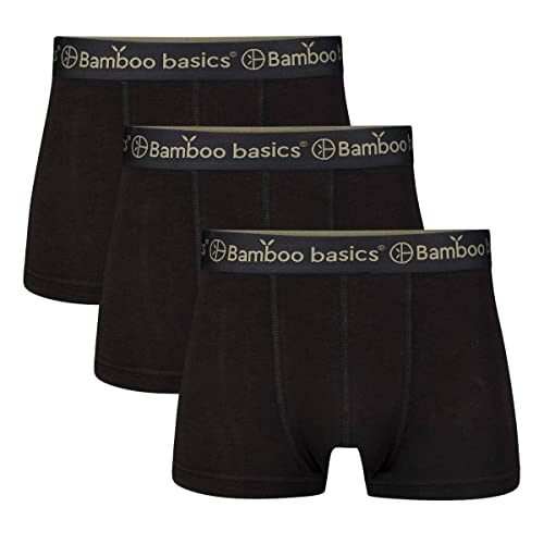 Bamboo Basics Herren Boxer Shorts, 3er Pack - Liam Trunks, atmungsaktiv, Jersey Schwarz 2XL von Bamboo Basics