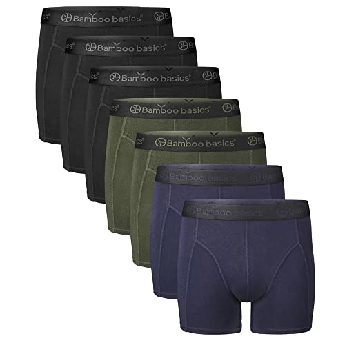 Bamboo Basics Herren Boxer Shorts, 7er Pack - RICO7P, atmungsaktiv, Single Jersey Schwarz/Grün/Blau M von Bamboo Basics