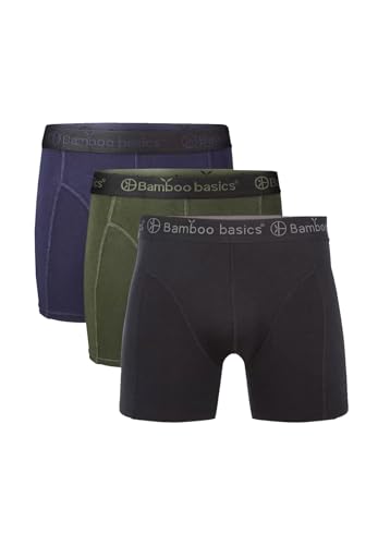 Bamboo Basics Herren Boxer Shorts RICO, 3er Pack - atmungsaktiv, Single Jersey Schwarz/Grün/Blau L von Bamboo Basics