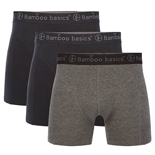 Bamboo Basics Herren Boxer Shorts RICO, 3er Pack - atmungsaktiv, Single Jersey Schwarz/Schwarz/Grau XL von Bamboo Basics