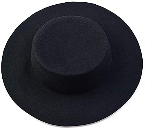 Herren Damen Winter Retro Mode Wollmischung Fedora Hut Krempe Flache Kirche Derby Cap breite Krempe Hut für Party/Ausgehen/Alltag und andere Aktivitäten (schwarz) von Bamboopack