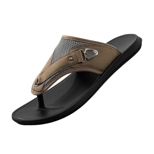 Bamboo Sea Sandale, Atmungsaktive Flip-Flops for Herren in Übergröße – Breite, bequeme Sandalen for den Sommer Duschschuhe(Camel,46 EU) von Bamboo Sea