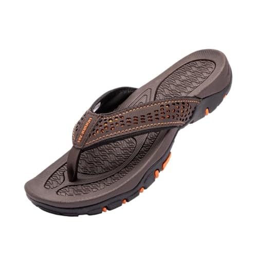 Bamboo Sea Sandale, Atmungsaktive Sommer-Flip-Flops for Herren – leichte Strandsandalen Duschschuhe(Brown,47 EU) von Bamboo Sea