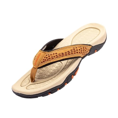 Bamboo Sea Sandale, Atmungsaktive Sommer-Flip-Flops for Herren – leichte Strandsandalen Duschschuhe(Khaki,48 EU) von Bamboo Sea
