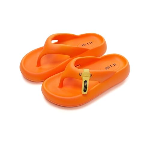 Bamboo Sea Sandale, Damen-Flip-Flops mit dicker Sohle und hohem Absatz, weiche Strandsandalen for den Sommer Duschschuhe(Orange,38 EU) von Bamboo Sea