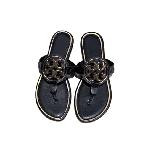 Bamboo Sea Sandale, Flache Sandalen for Damen – Modische Strand-Flip-Flops, vielseitig und bequem Duschschuhe(Black,39 EU) von Bamboo Sea