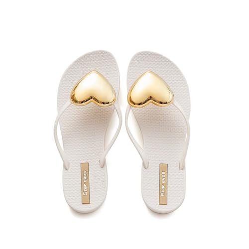 Bamboo Sea Sandale, Flip-Flops Damen Oberbekleidung Hundred Casual Strandschuhe Duschschuhe(White,37 EU) von Bamboo Sea