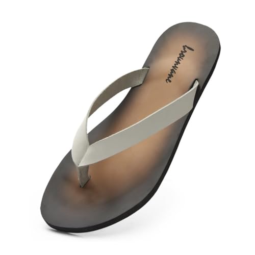 Bamboo Sea Sandale, Herren Flip Flops aus Rindsleder – Strandsandalen mit Clip-Toe for Sommer & Outdoor Duschschuhe(White,44 EU) von Bamboo Sea